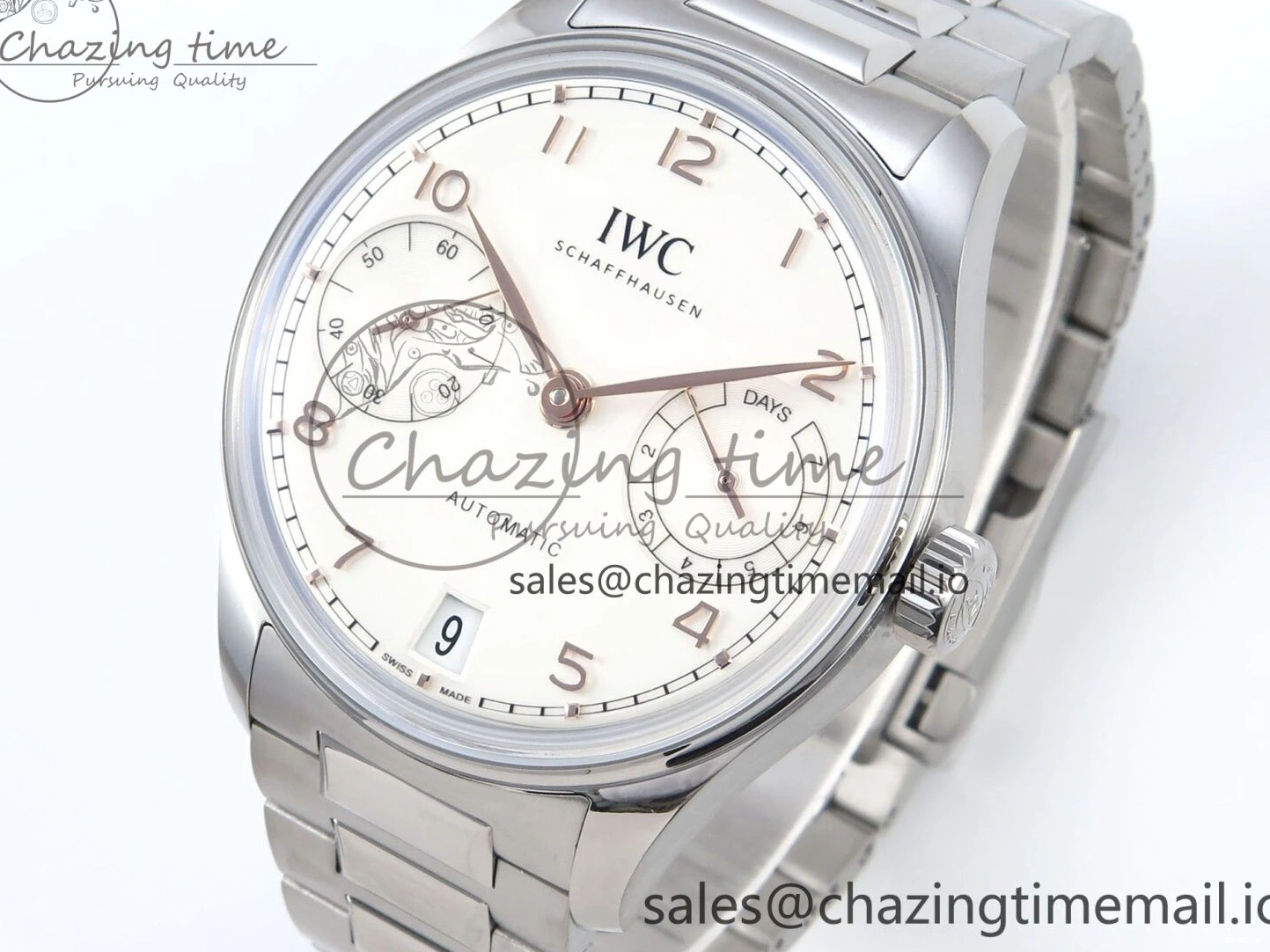 MIROTIME 0522 Portugieser Auto IWC0562A APSF 1:1 Best Edition White RG Dial on SS Bracelet A Unique 6991